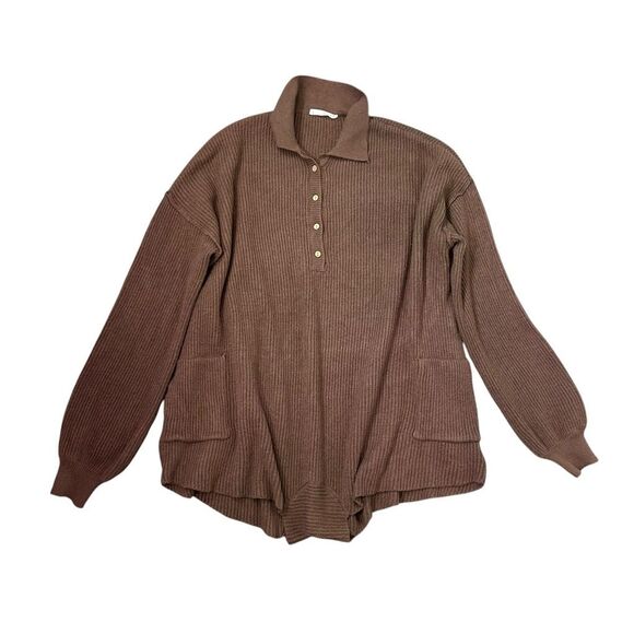 Talulah sweater Romper Playsuit Large Brown Ribbed Knit One Piece Long Sleeve - Picture 3 of 16